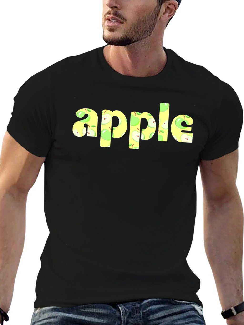 Apple Print Crew Neck Short Sleeve T-Shirt