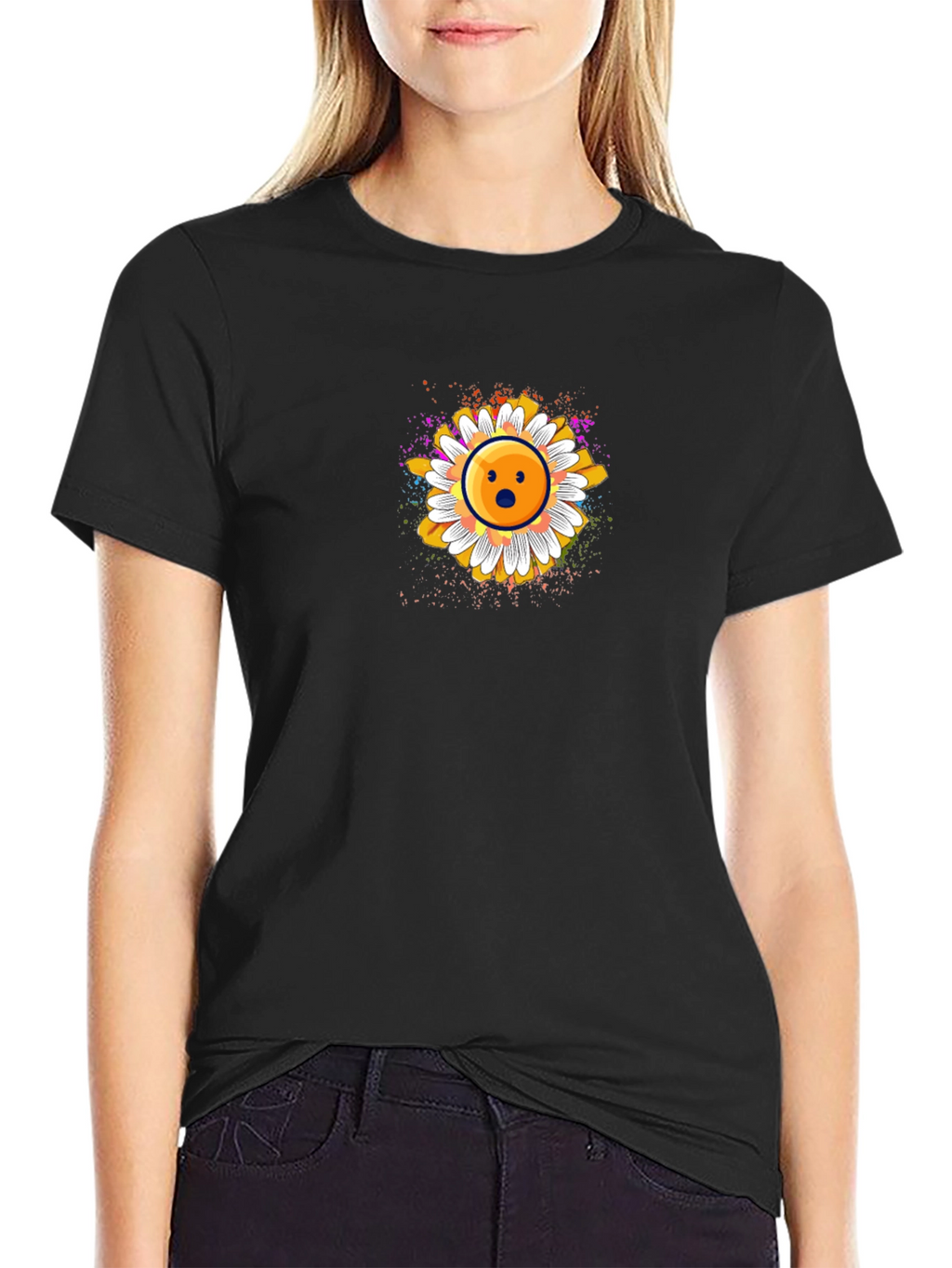 Surprised Emoji Daisy Graphic T-Shirt