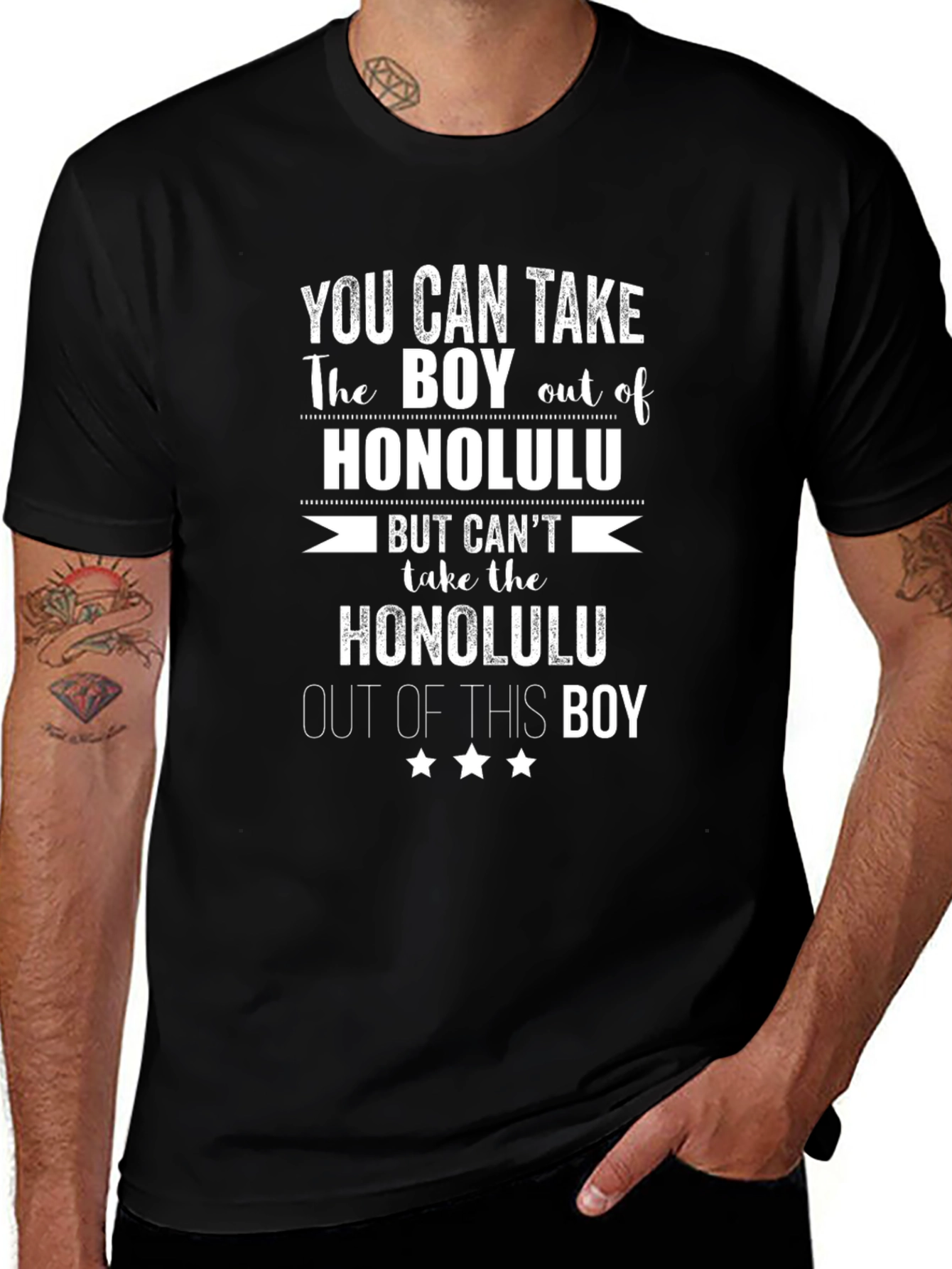 Honolulu Boy Graphic T-Shirt - Black