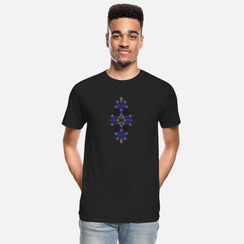 a design of a blue and black flower