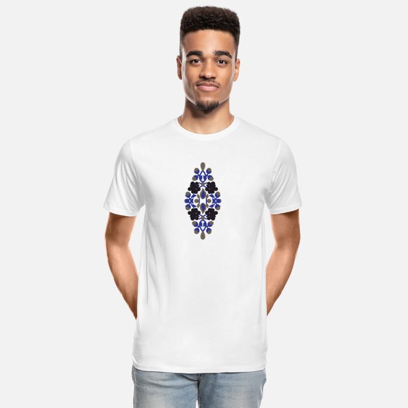 a design of a blue and black flower