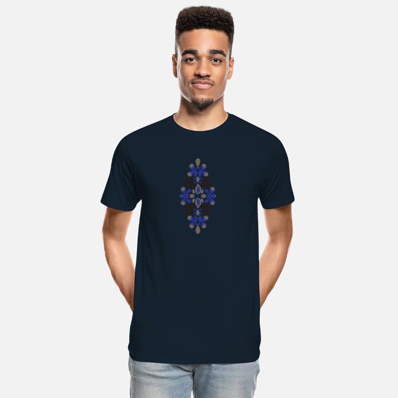 a design of a blue and black flower