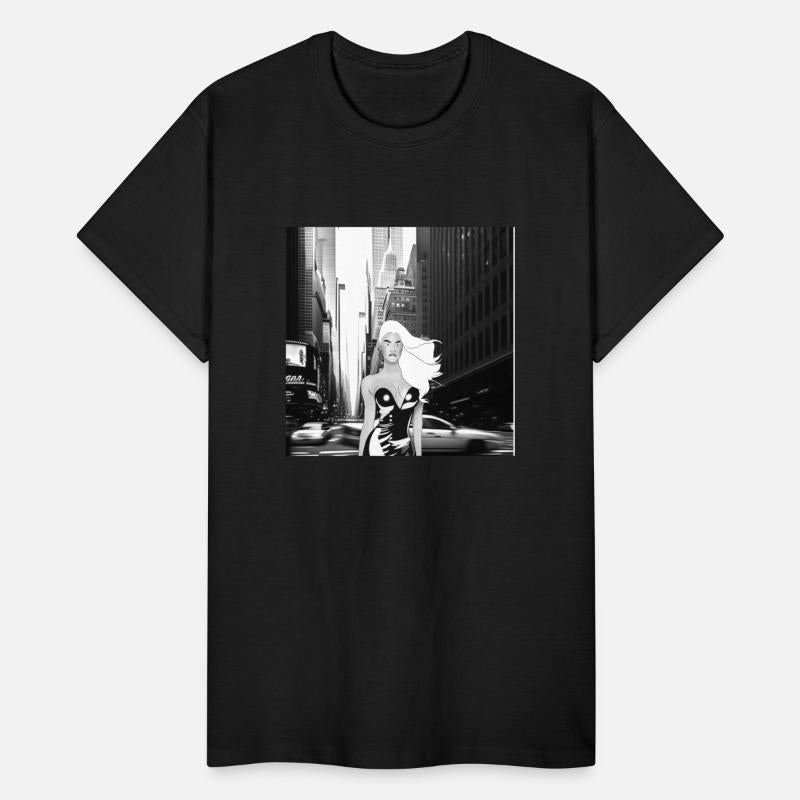 A model walking in the big city (blac n' whit v.)