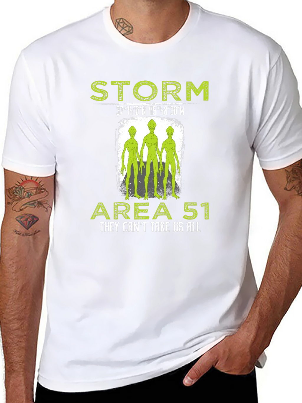 Storm Area 51 Alien Graphic Print Black T-Shirt