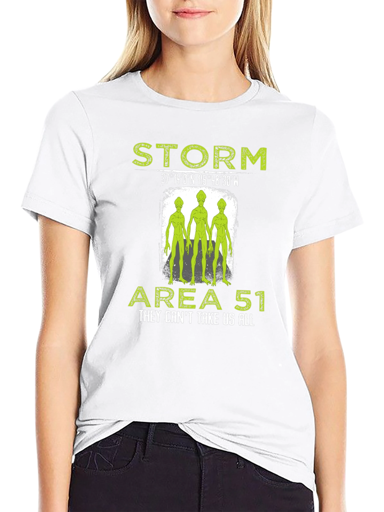 Storm Area 51 Alien Graphic Print Black T-Shirt