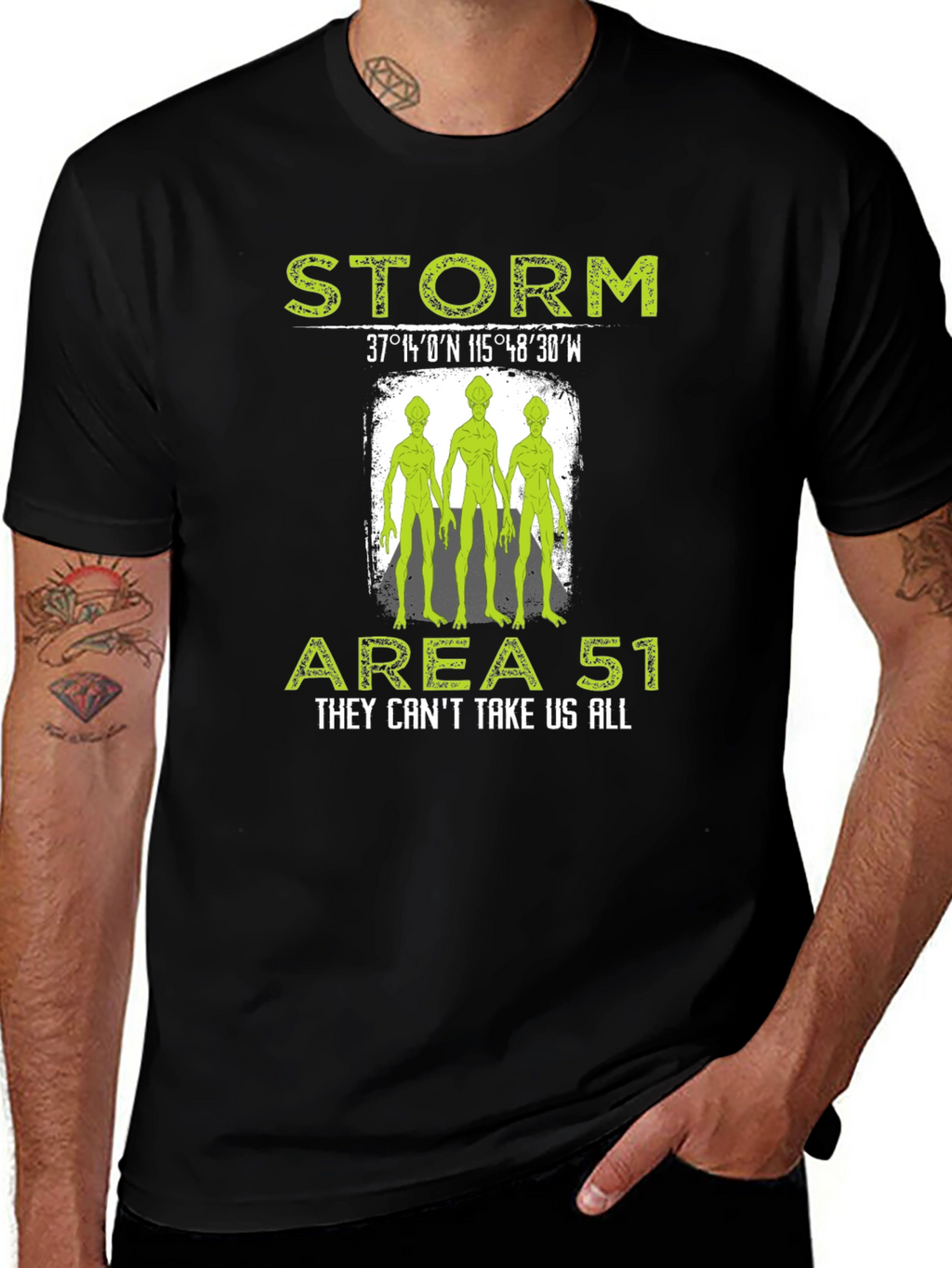 Storm Area 51 Alien Graphic Print Black T-Shirt