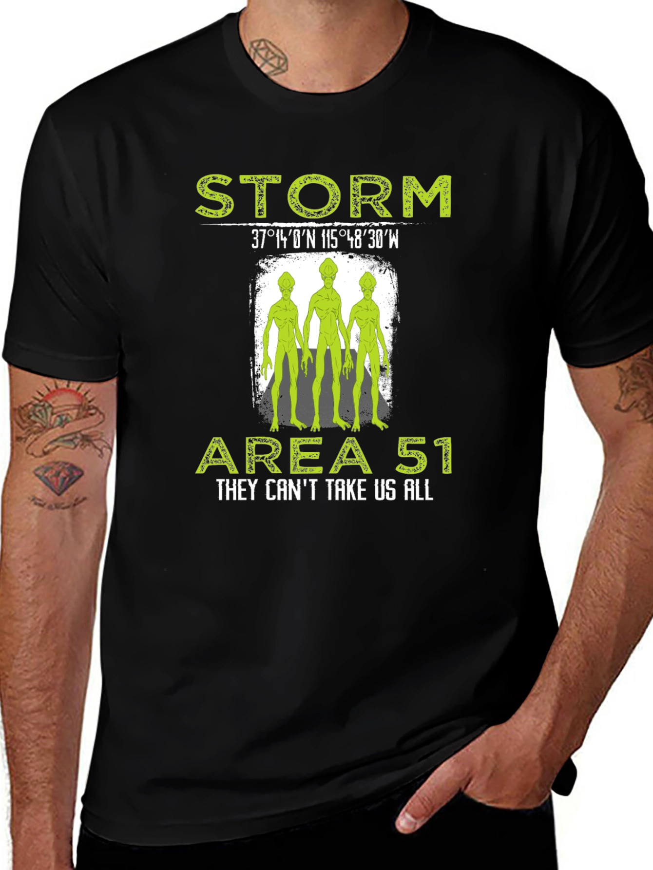 Storm Area 51 Alien Graphic Print Black T-Shirt