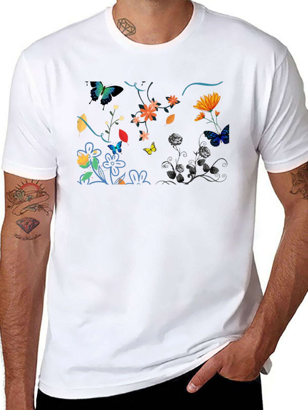 Botanical Butterfly Graphic Print Tee