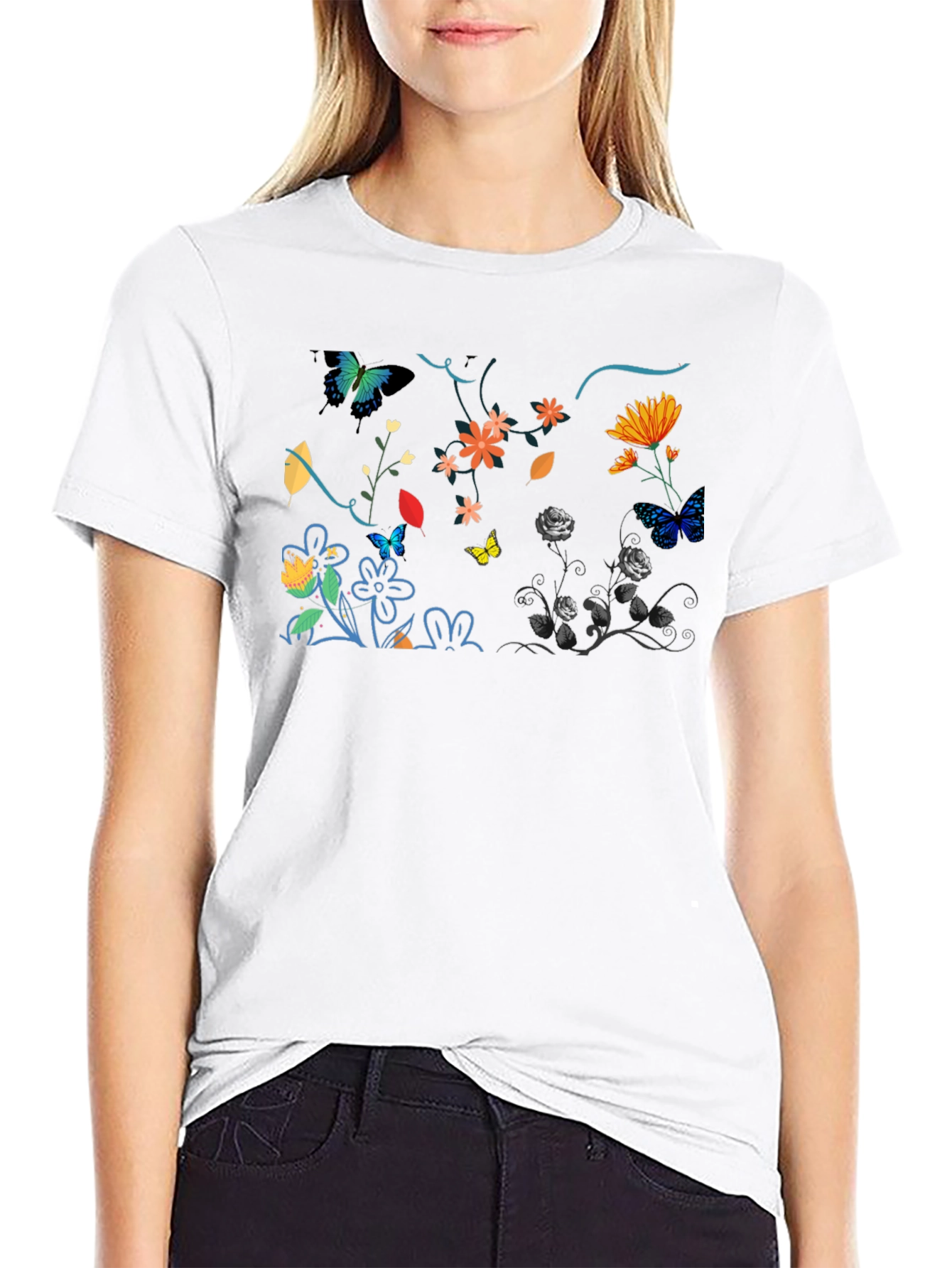 Botanical Butterfly Graphic Print Tee