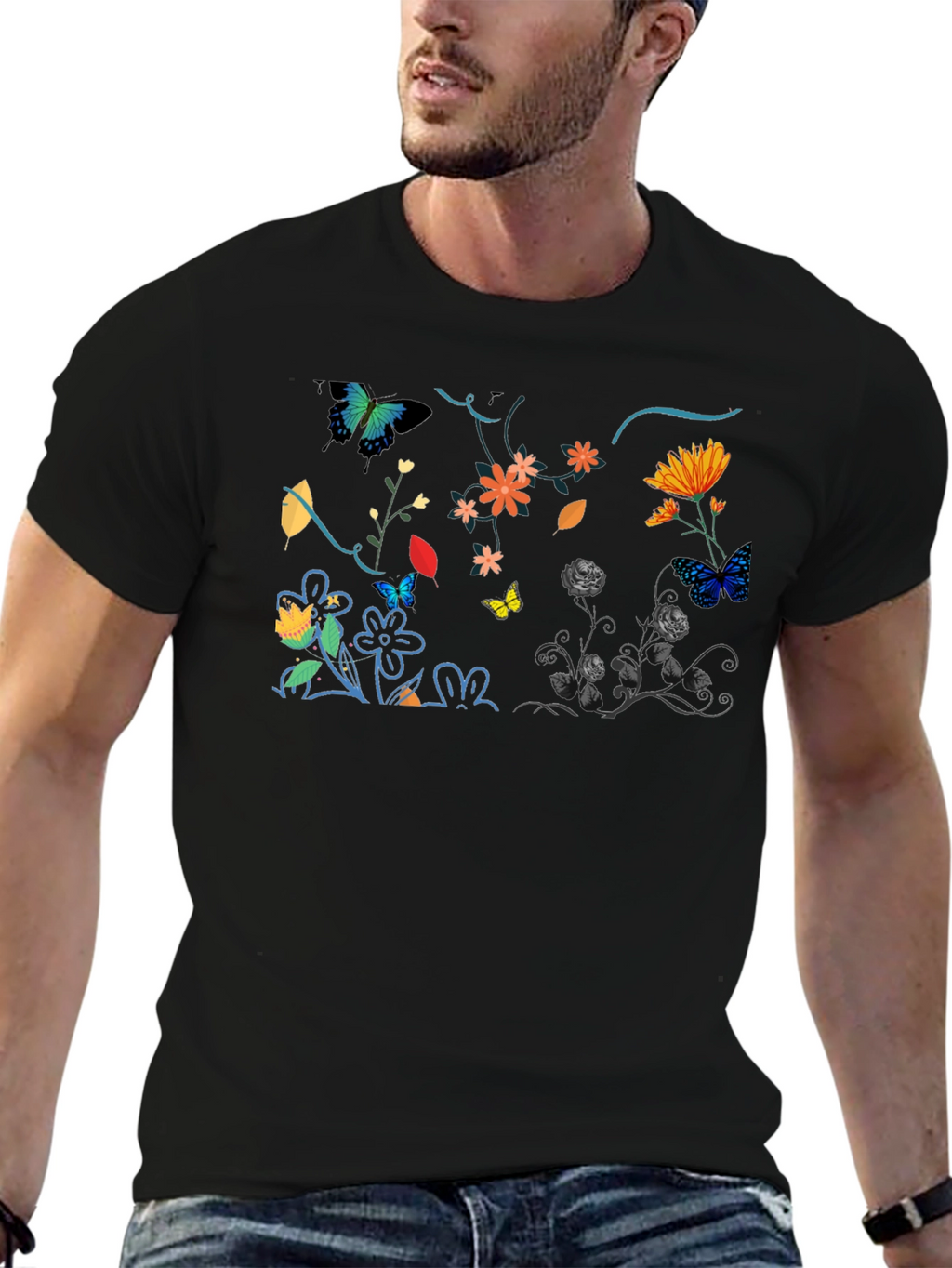 Botanical Butterfly Graphic Print Tee