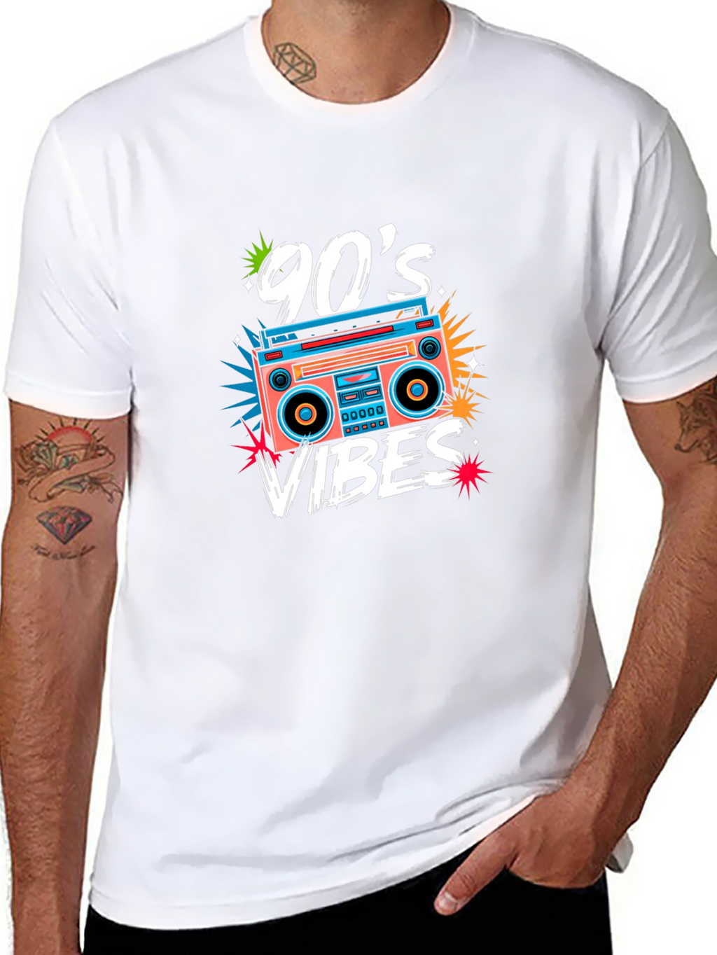 90s Vibes Retro Boombox Graphic Tee
