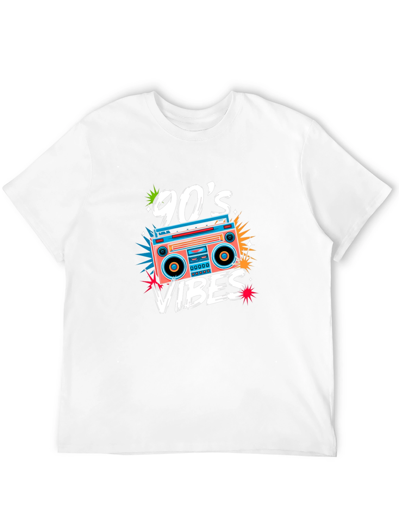 90s Vibes Retro Boombox Graphic Tee