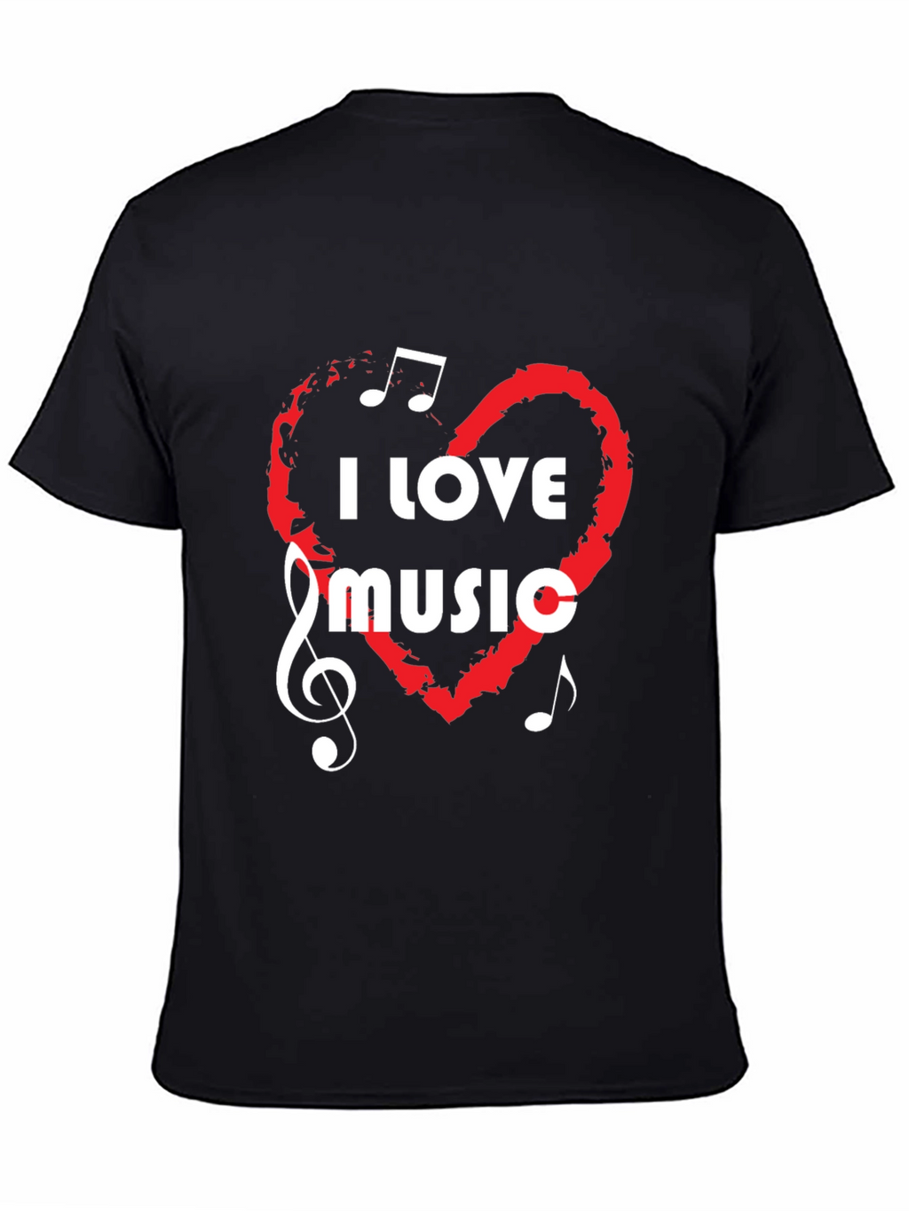 I Love Music Graphic Tee - Black Cotton T-Shirt