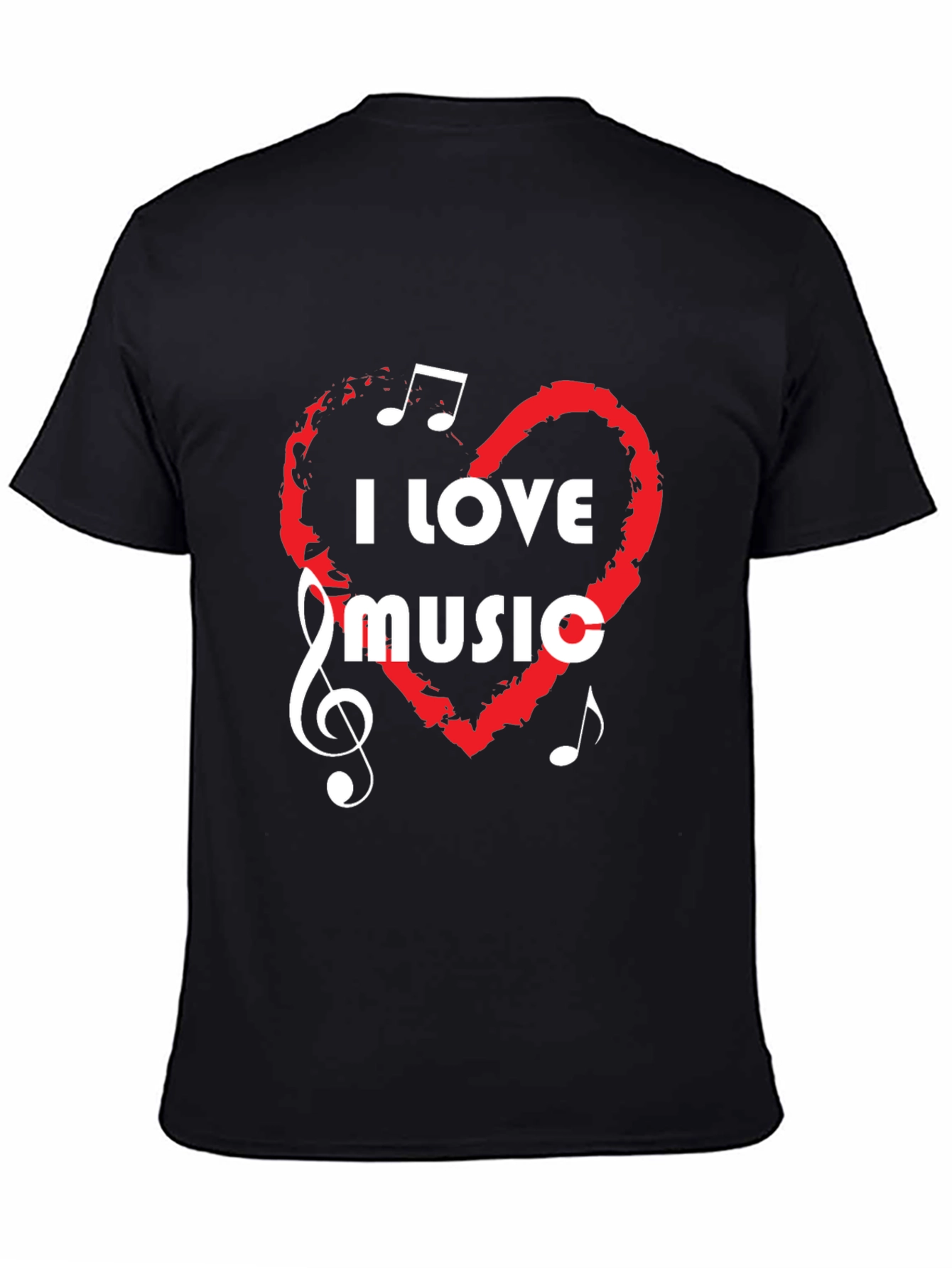 I Love Music Graphic Tee - Black Cotton T-Shirt