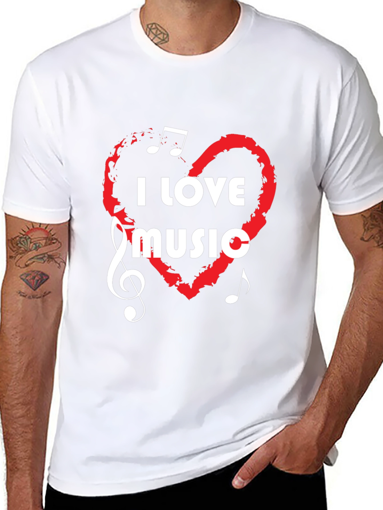 I Love Music Graphic Tee - Black Cotton T-Shirt