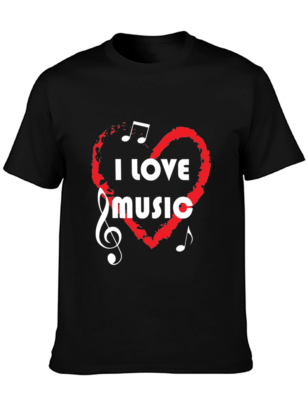 I Love Music Graphic Tee - Black Cotton T-Shirt