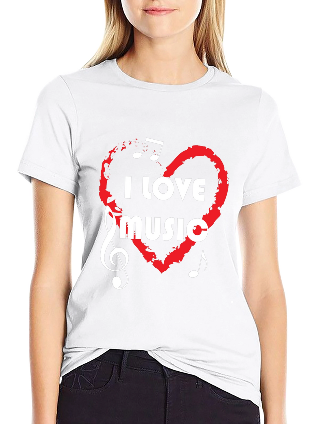 I Love Music Graphic Tee - Black Cotton T-Shirt