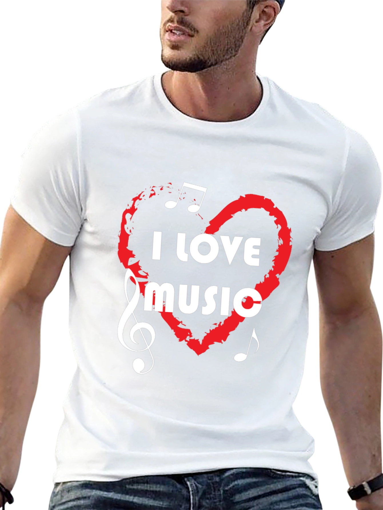 I Love Music Graphic Tee - Black Cotton T-Shirt