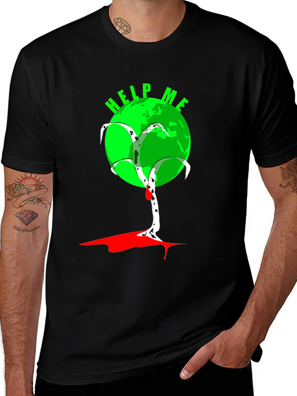 Help Me Earth T-Shirt - Black Graphic Tee