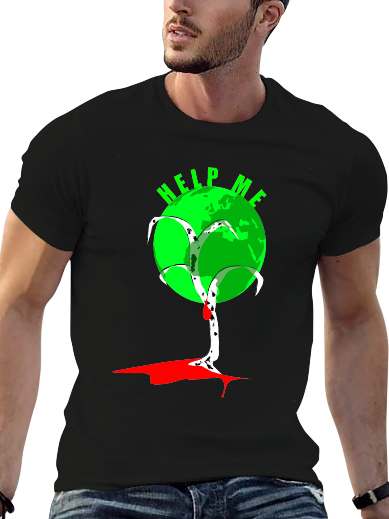 Help Me Earth T-Shirt - Black Graphic Tee