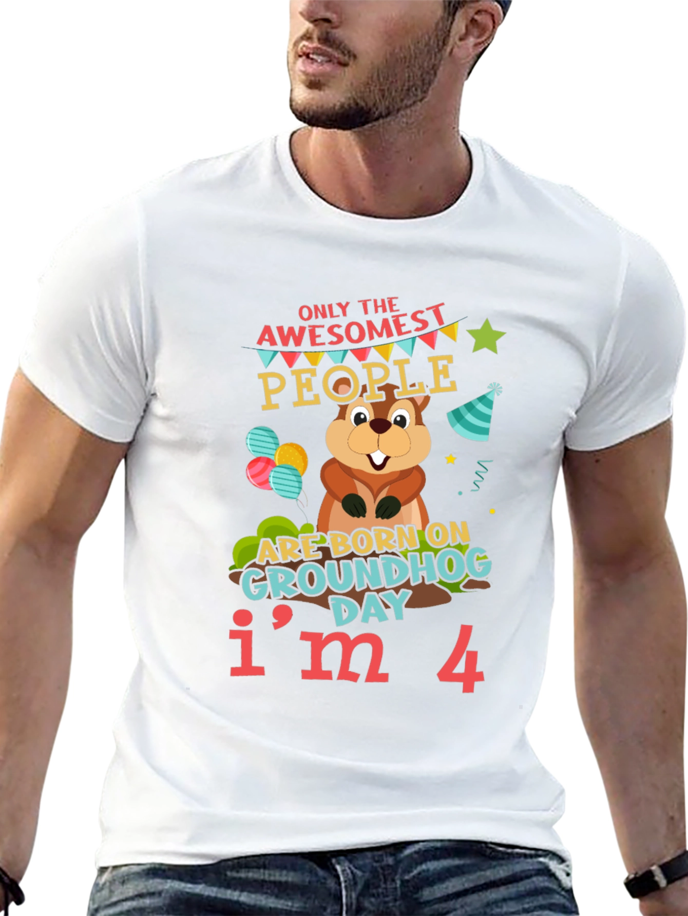 Awesome Groundhog Day 4th Birthday T-Shirt