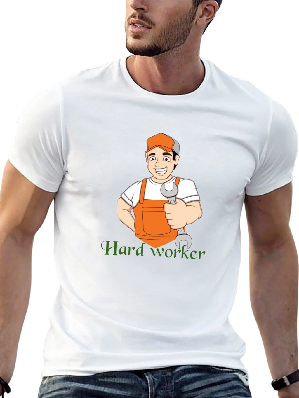 Hard Worker Cartoon Graphic T-Shirt