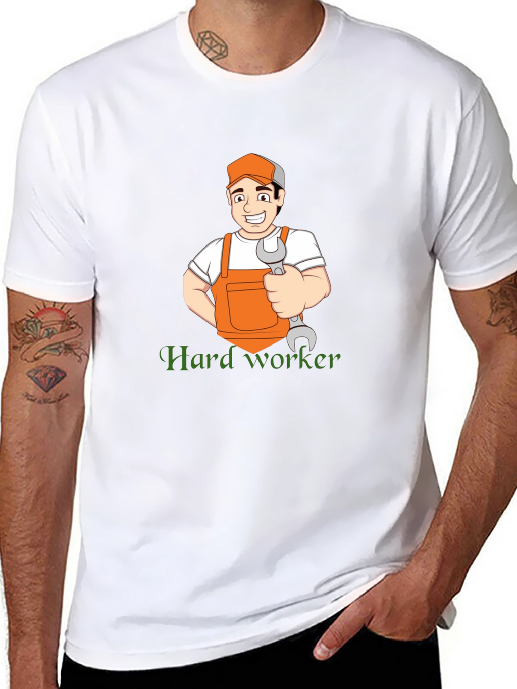 Hard Worker Cartoon Graphic T-Shirt