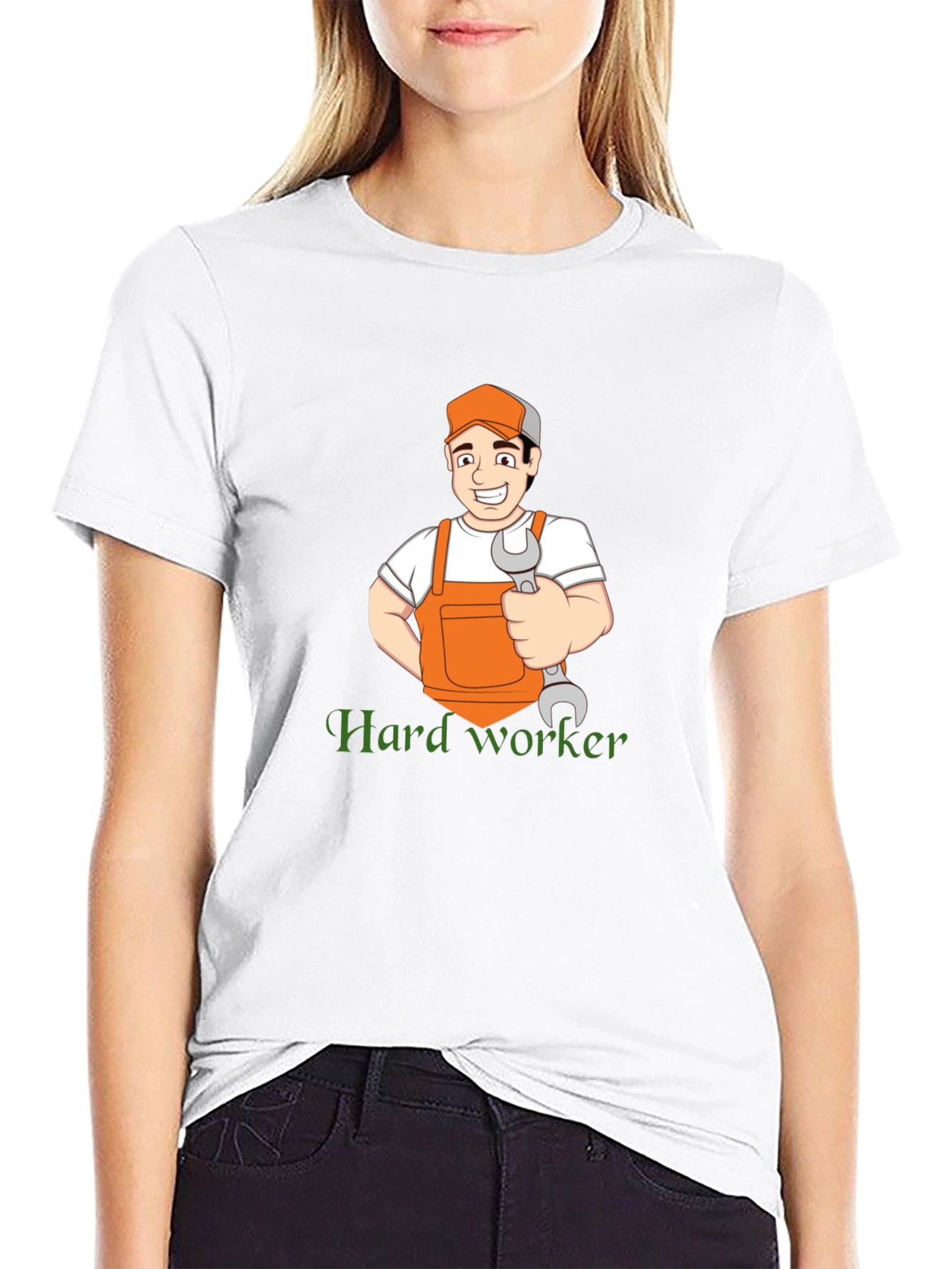 Hard Worker Cartoon Graphic T-Shirt