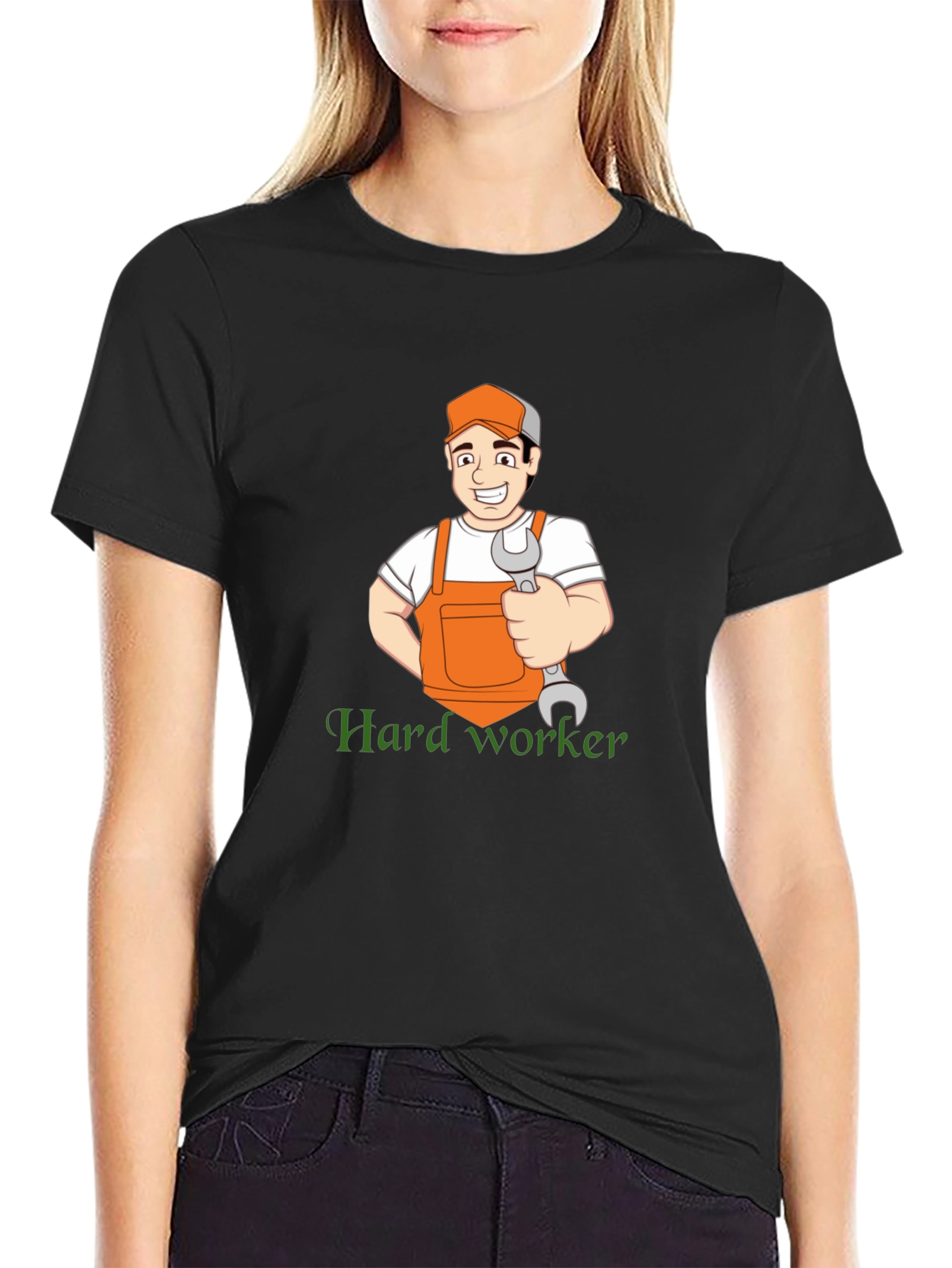 Hard Worker Cartoon Graphic T-Shirt