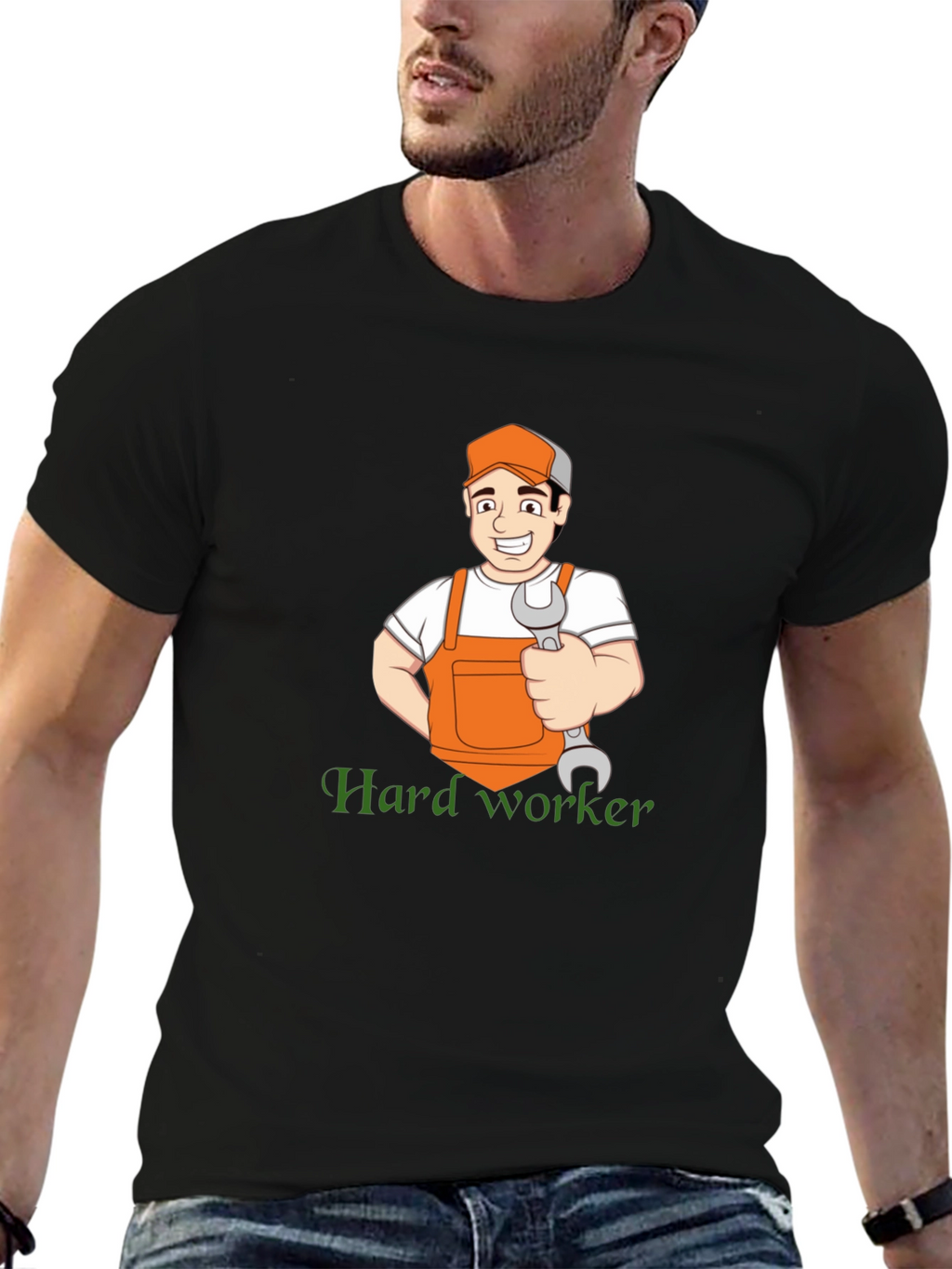 Hard Worker Cartoon Graphic T-Shirt