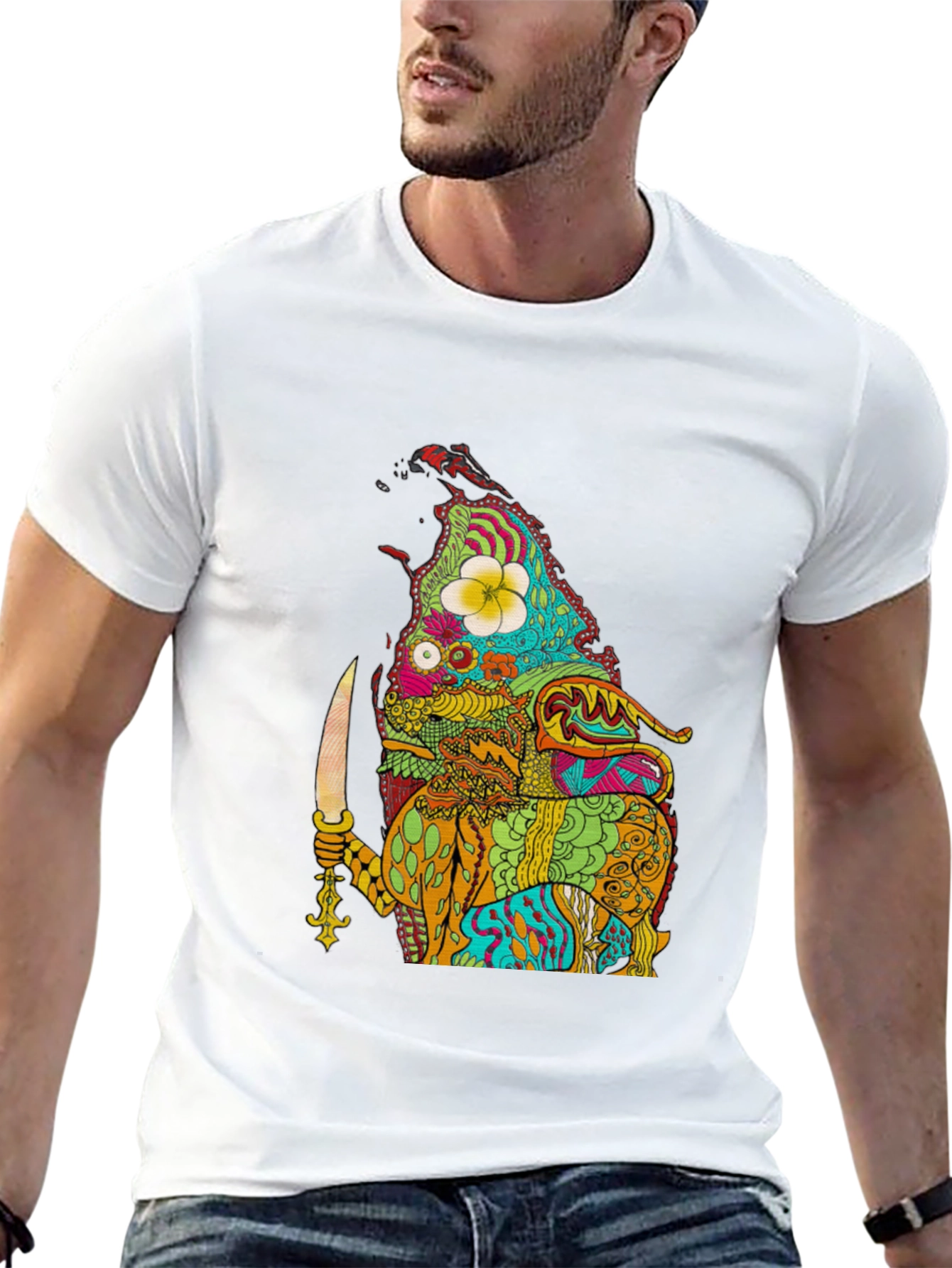 Psychedelic Island Warrior Black T-Shirt