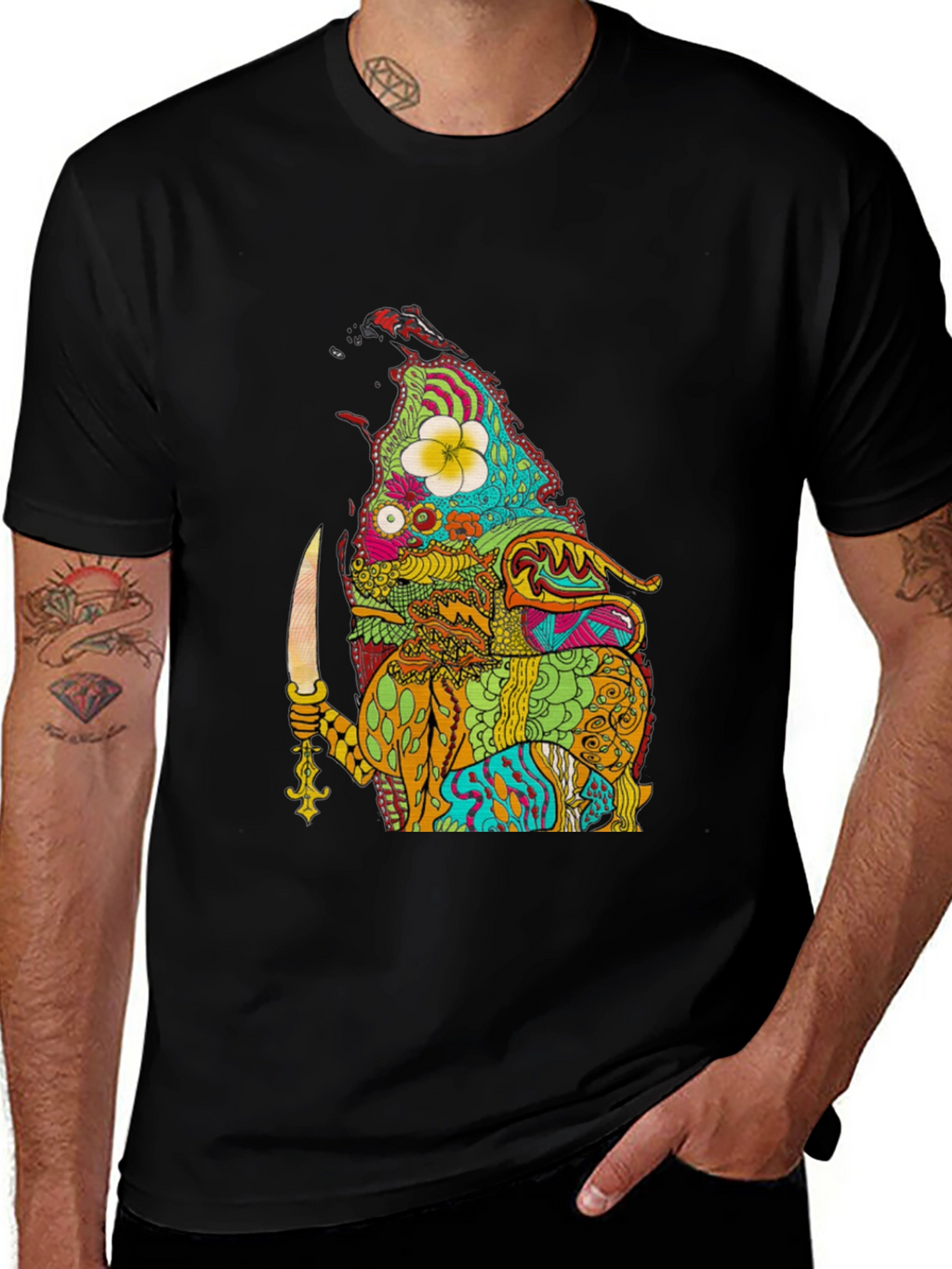 Psychedelic Island Warrior Black T-Shirt