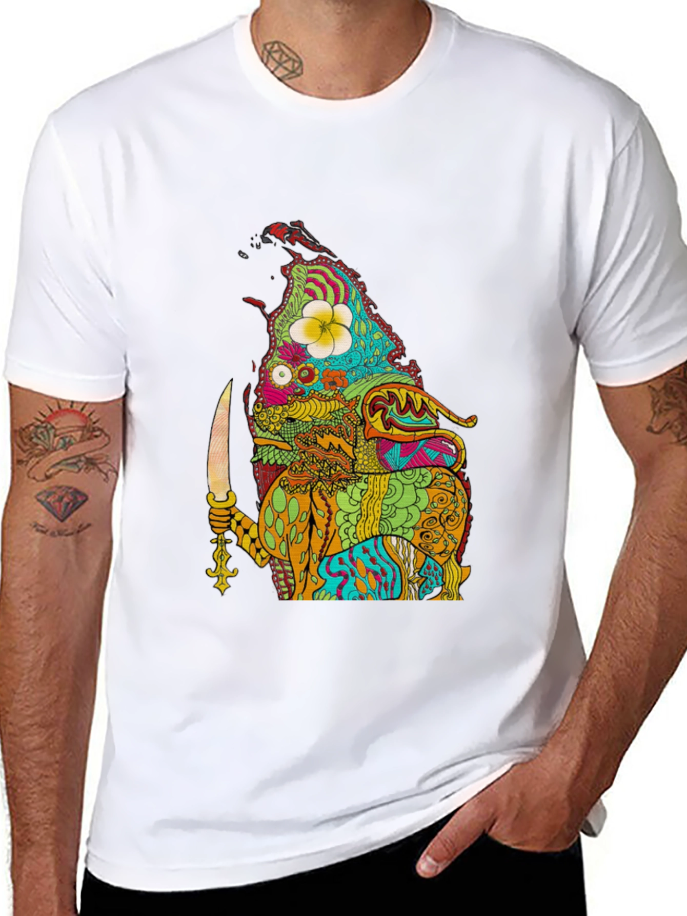 Psychedelic Island Warrior Black T-Shirt