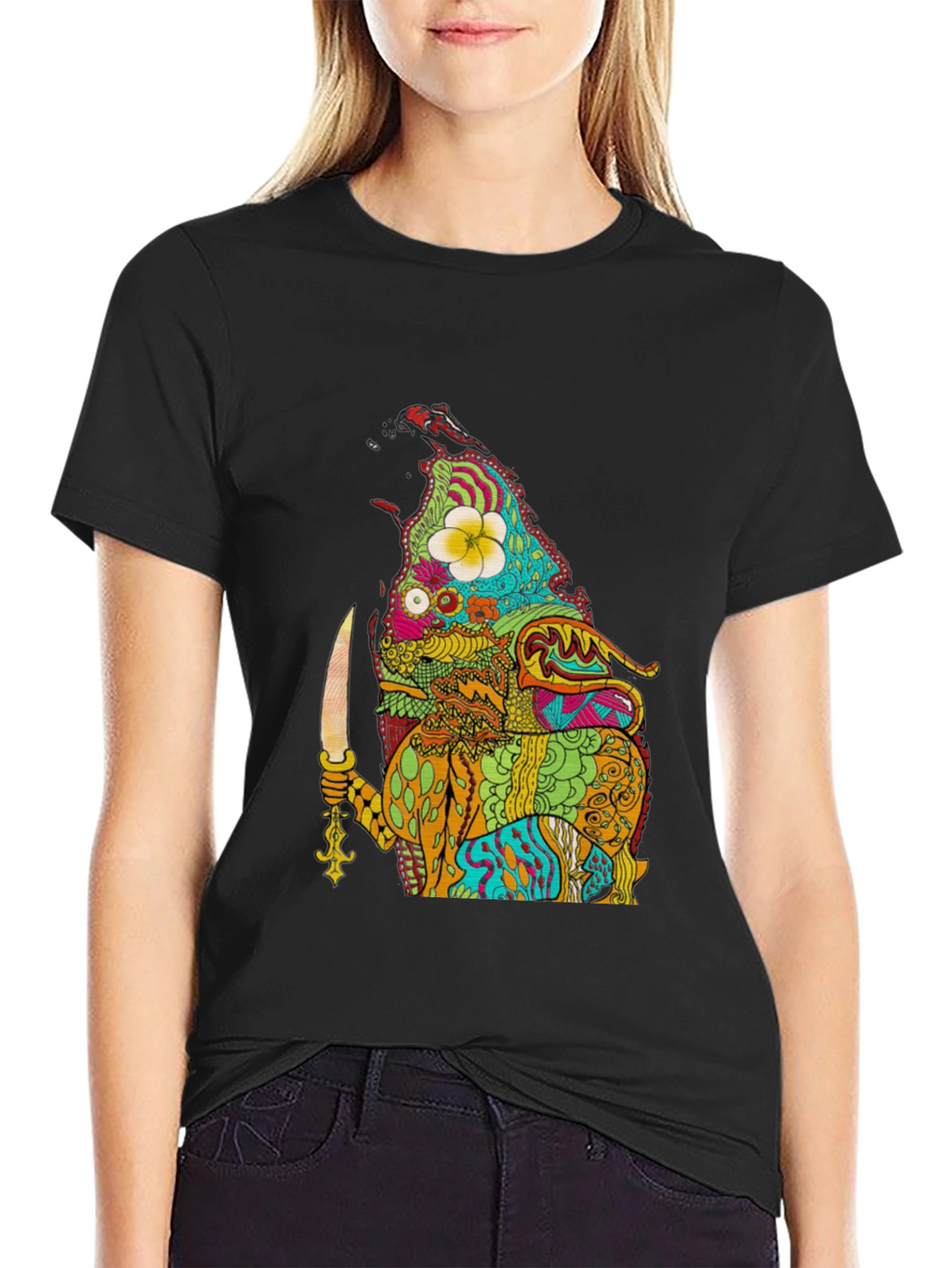 Psychedelic Island Warrior Black T-Shirt