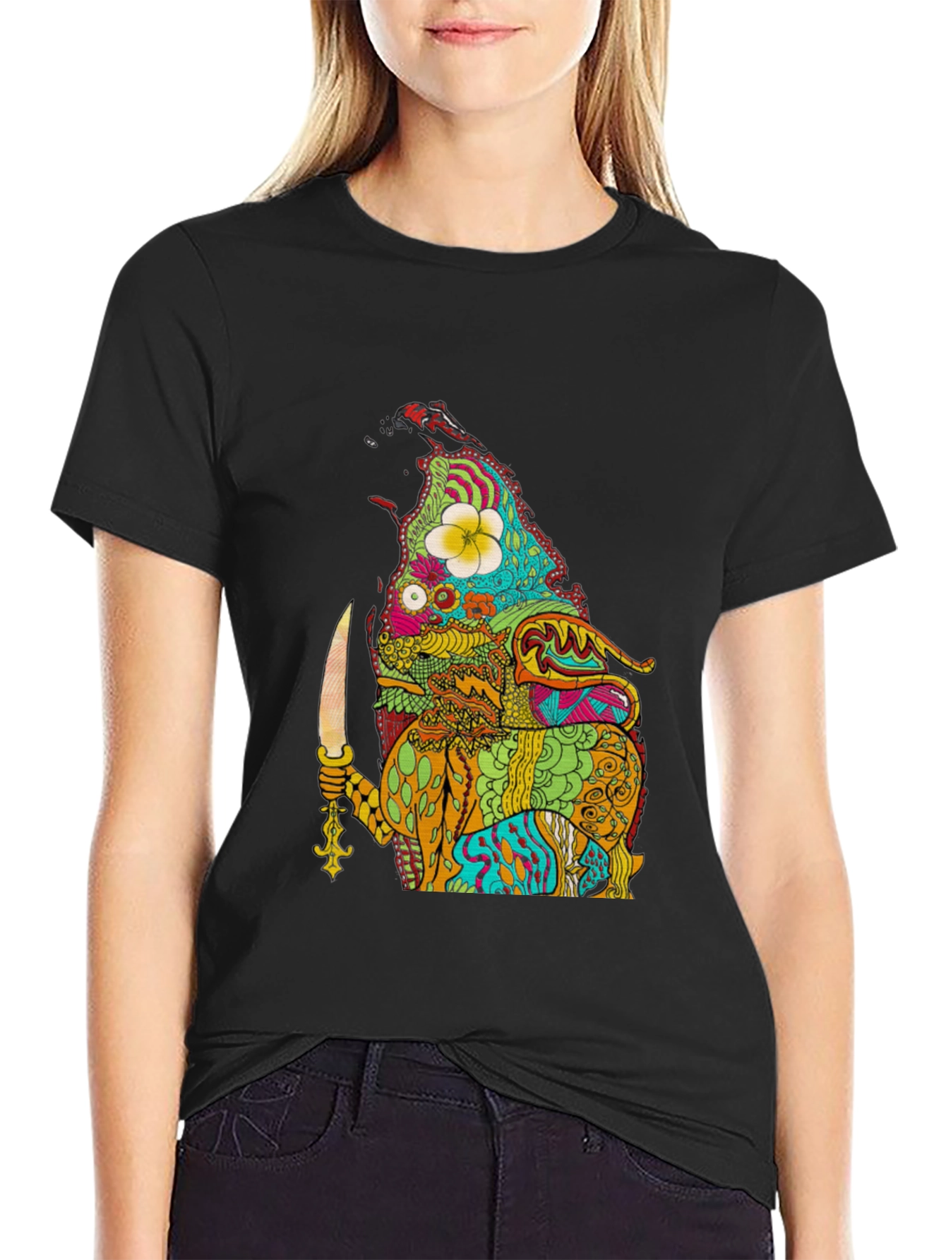 Psychedelic Island Warrior Black T-Shirt