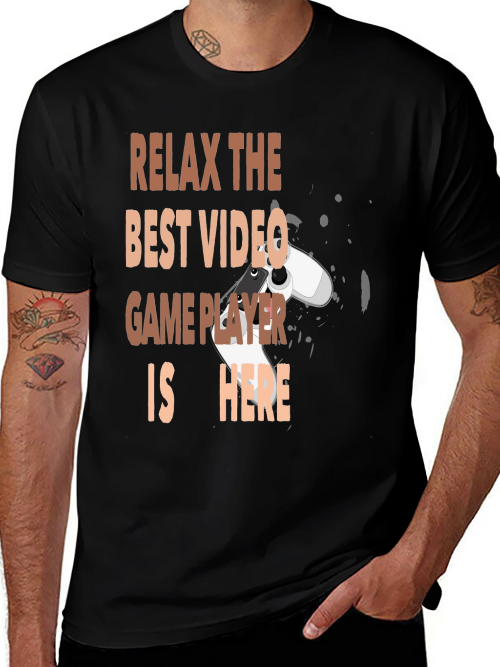Relax Best Video Game Player Here Black Graphic Tee