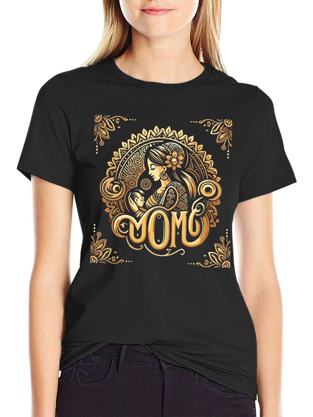 Elegant Momo Graphic Print Crew Neck T-Shirt