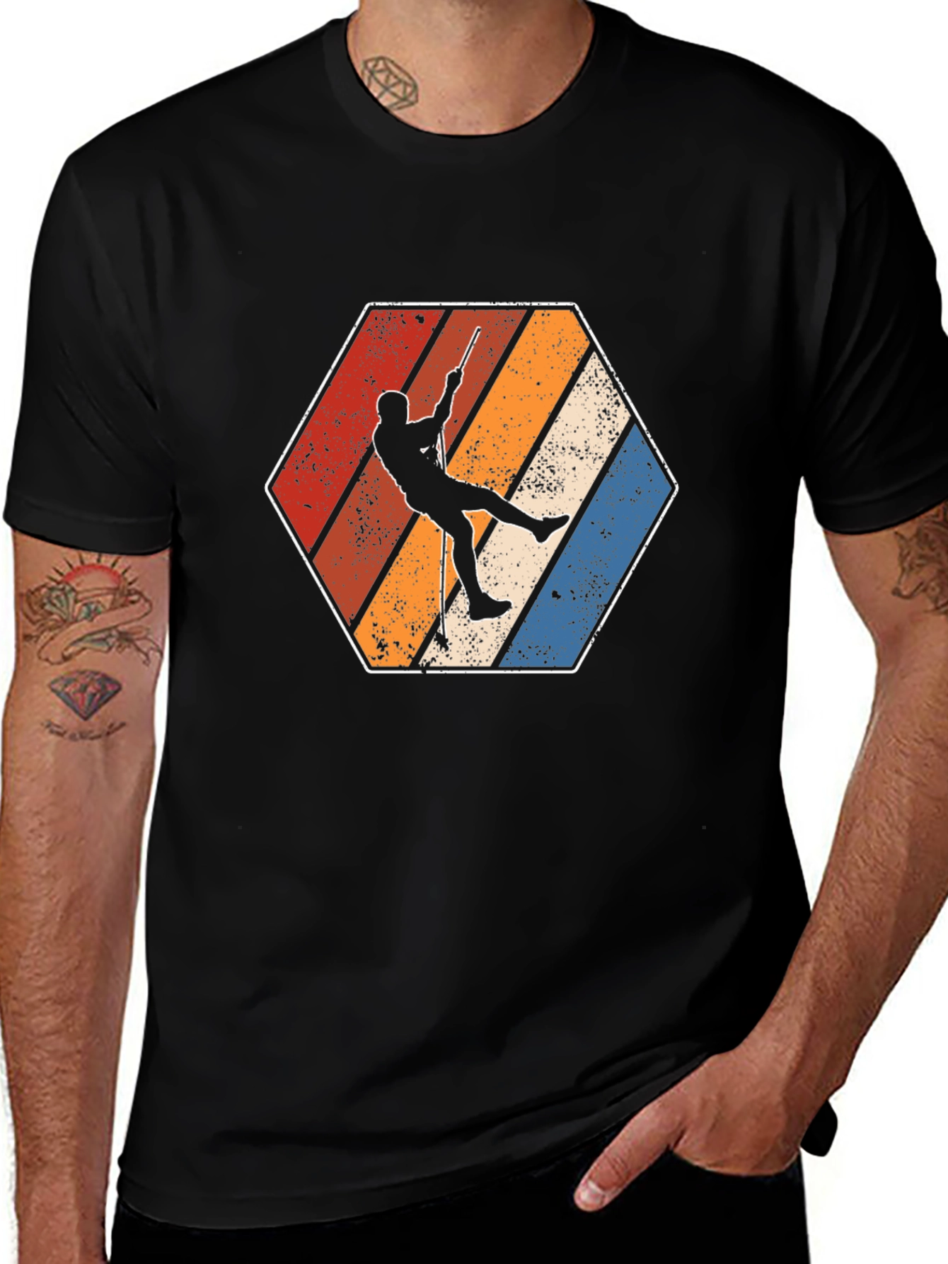 Retro Climbing T-Shirt Vintage Style Rappel Design