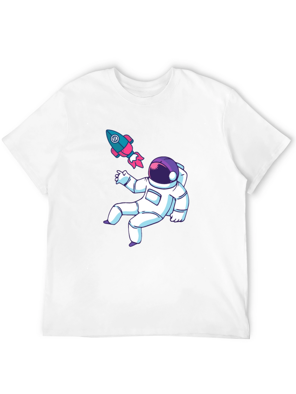 Astronaut & Rocket Graphic Tee - Black Cotton T-Shirt
