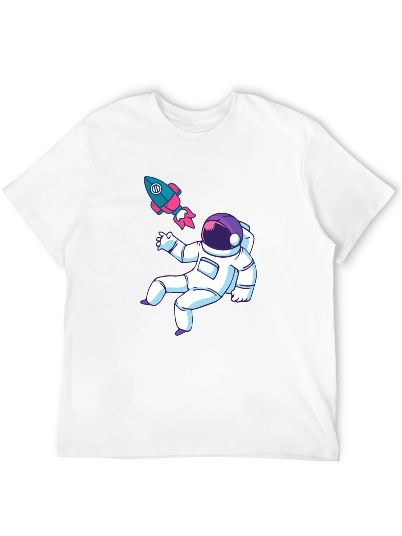 Astronaut & Rocket Graphic Tee - Black Cotton T-Shirt