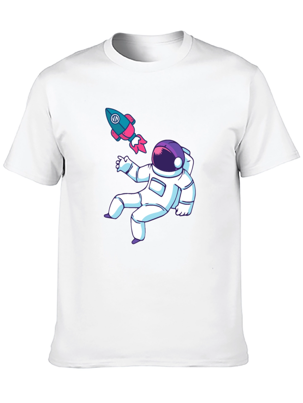 Astronaut & Rocket Graphic Tee - Black Cotton T-Shirt