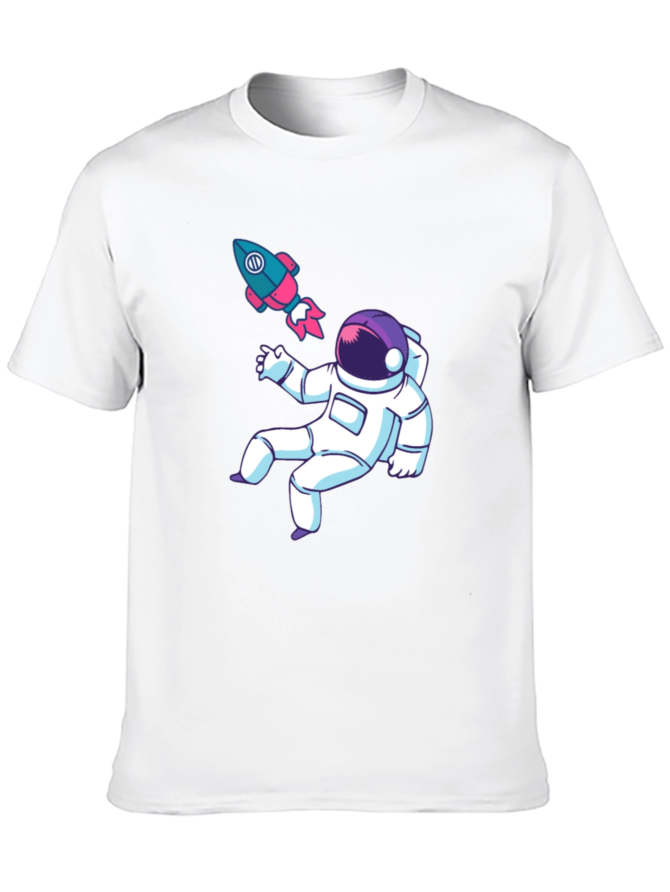 Astronaut & Rocket Graphic Tee - Black Cotton T-Shirt