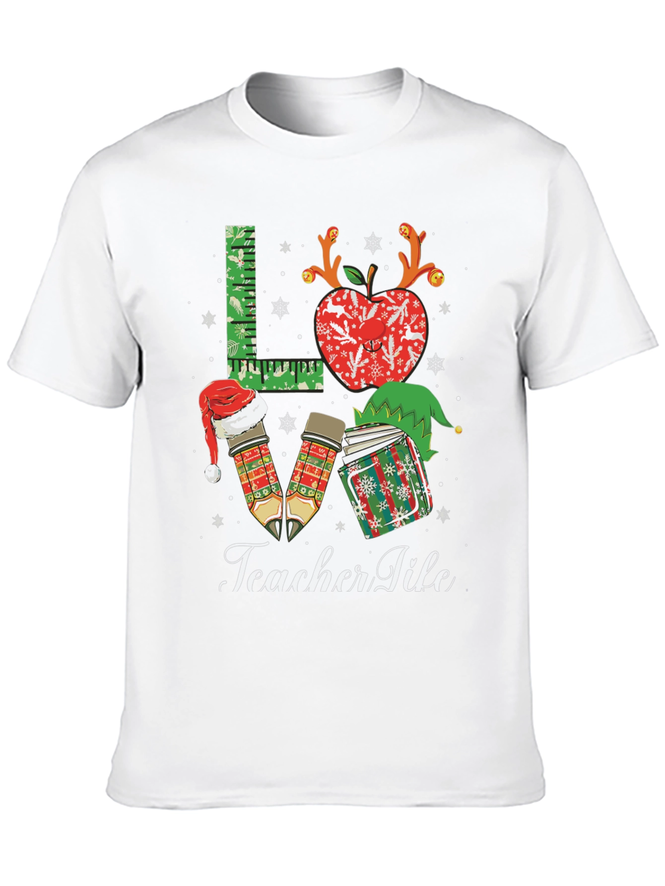 Teacher Tile Holiday T-Shirt - Festive Teacher Gift