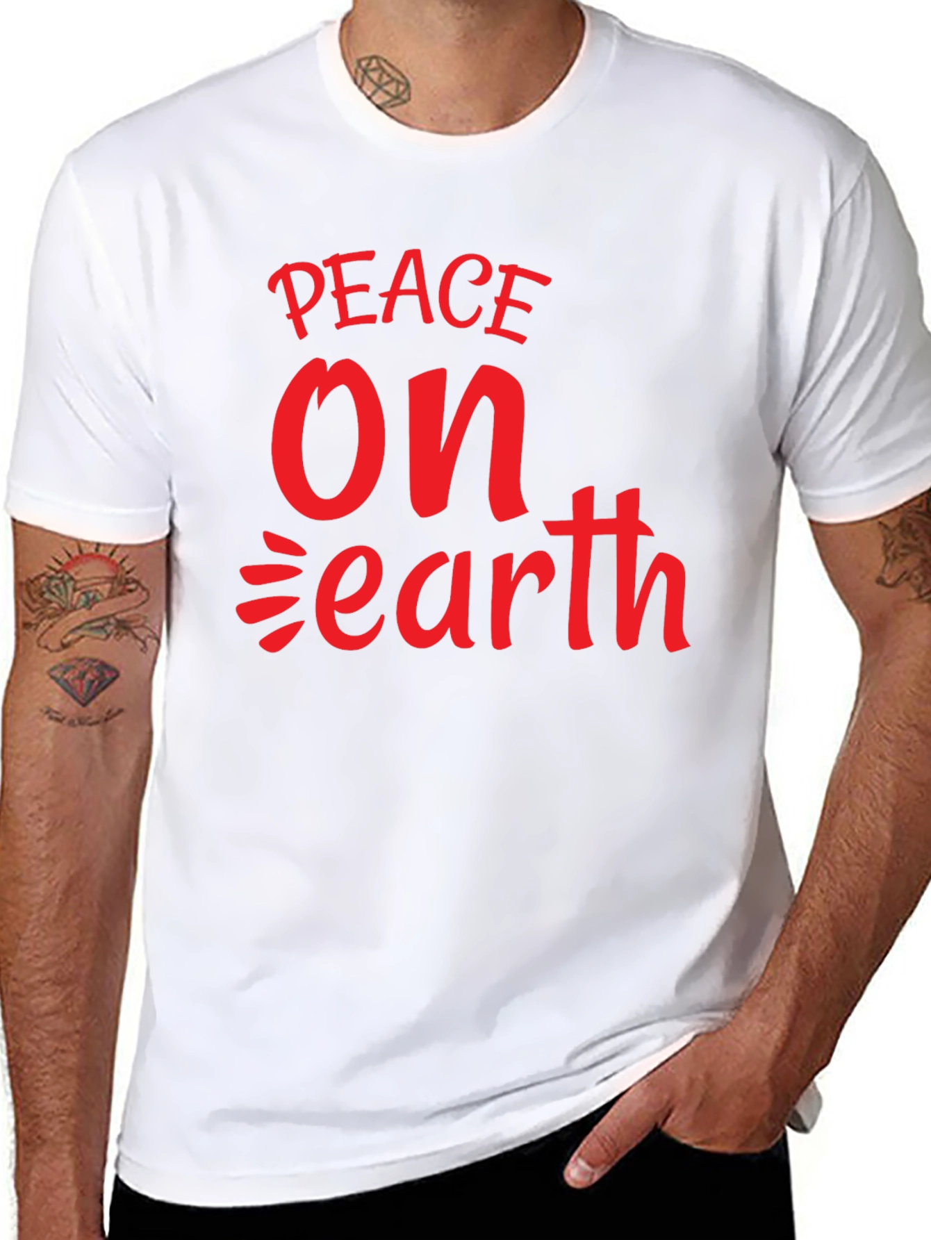 Peace On Earth Graphic Tee - Black Cotton