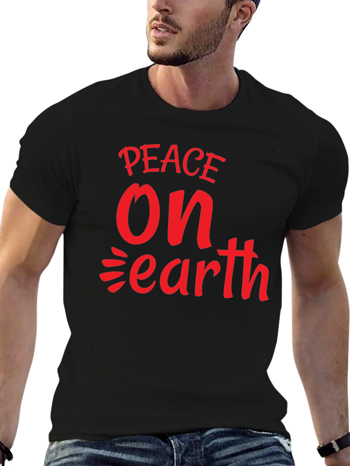 Peace On Earth Graphic Tee - Black Cotton