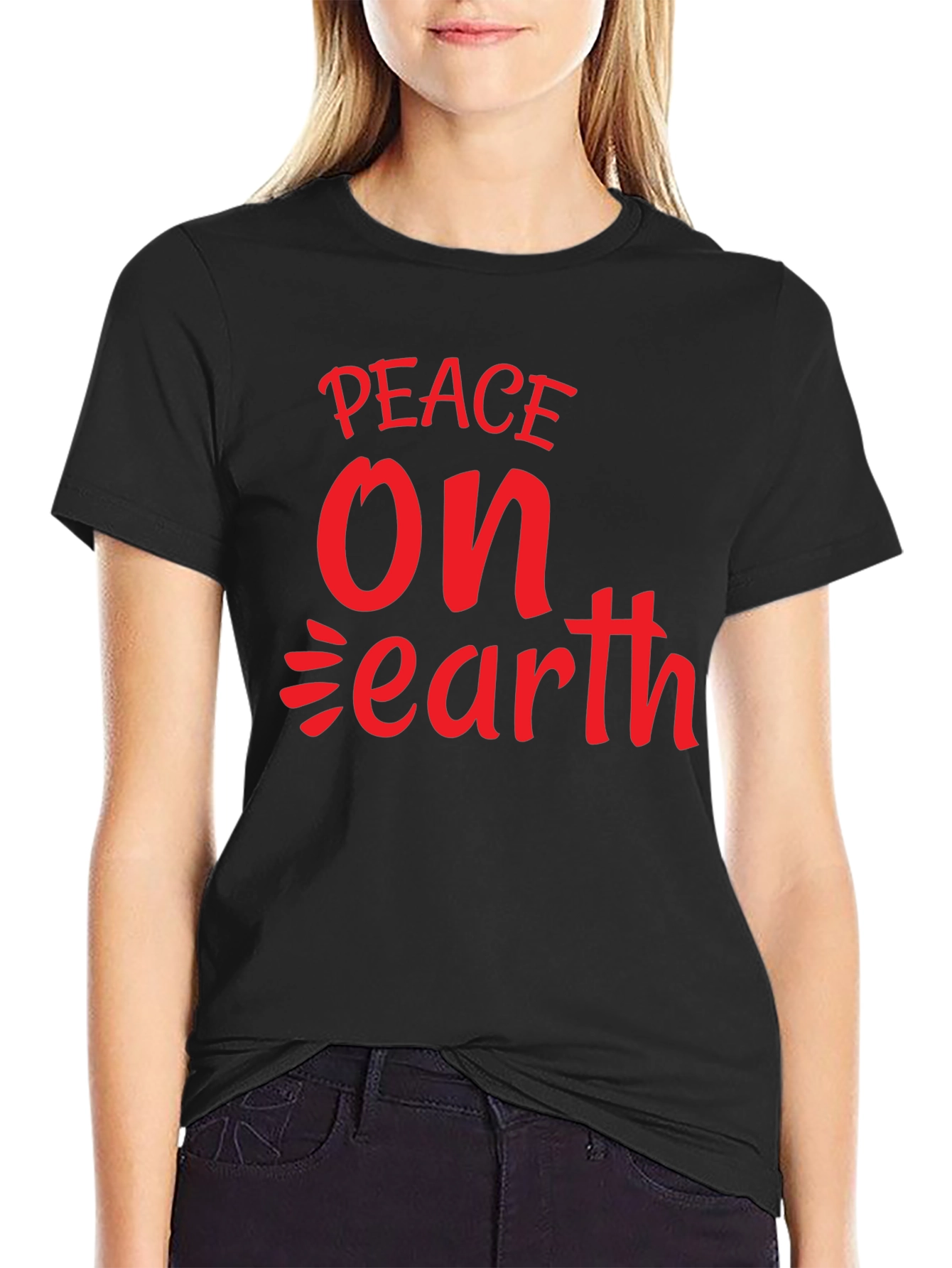 Peace On Earth Graphic Tee - Black Cotton