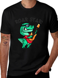Roar Star Dino Guitarist Black T-Shirt