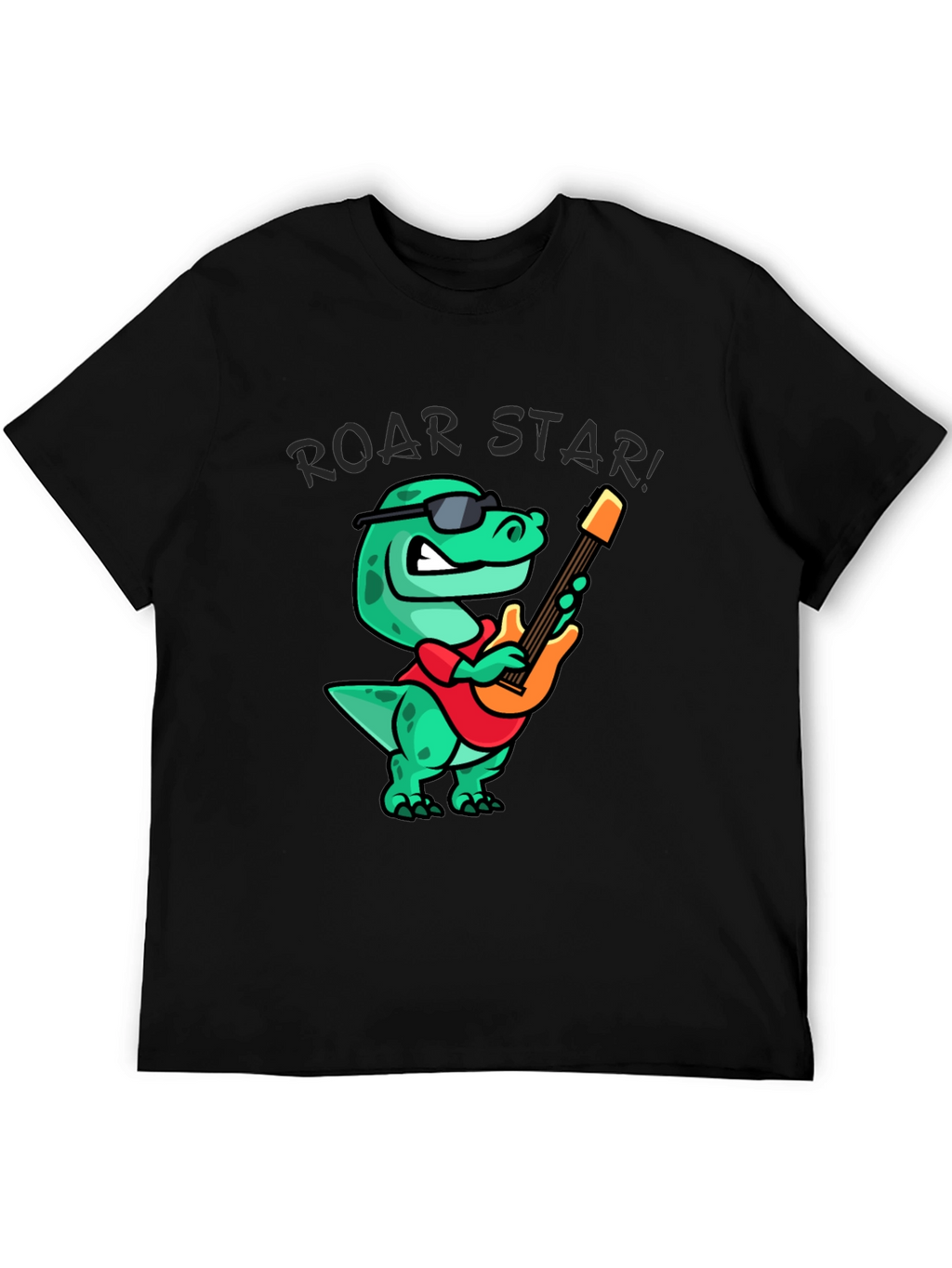 Roar Star Dino Guitarist Black T-Shirt