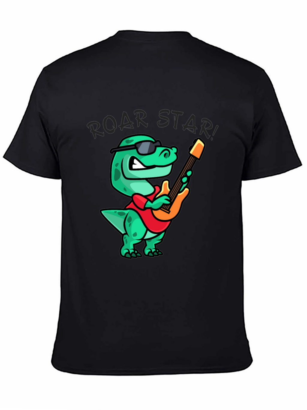 Roar Star Dino Guitarist Black T-Shirt
