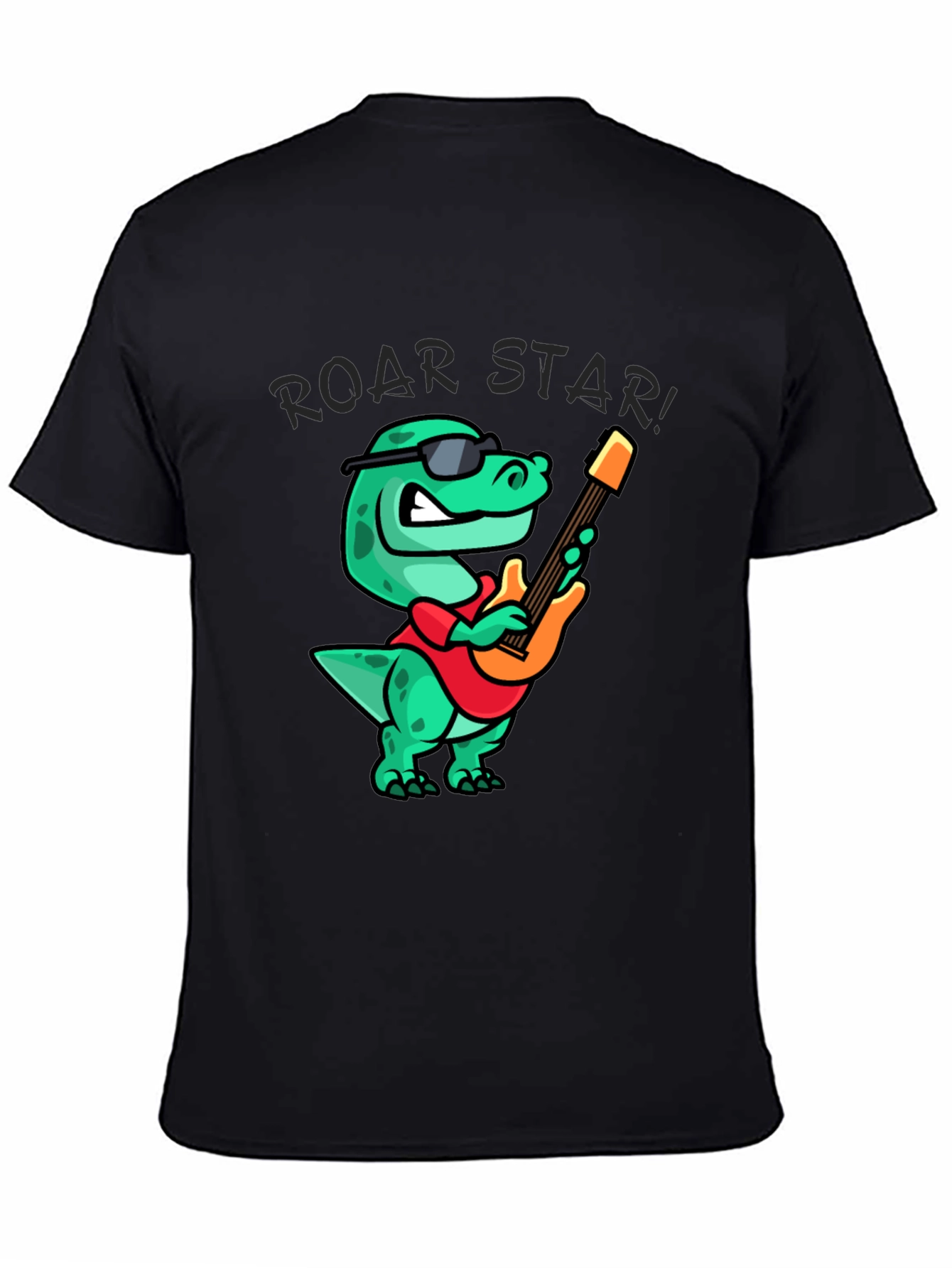 Roar Star Dino Guitarist Black T-Shirt
